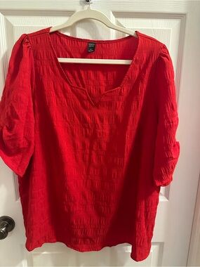 Emery rose Textured Red V-Neck Tunic - Women's